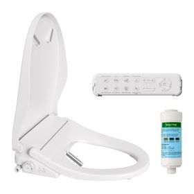 Smart Bidet Toilet Seat with Side Knob Adjustable Heated Seat with Water Temperature and Pressure Adjustment Portable Bidet with Automatic Nozzle
